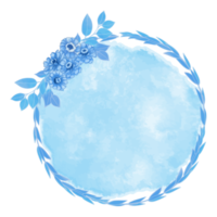 aquarellblatt und blumenrahmen, blaue blätter clipart png