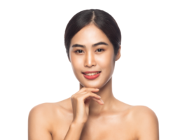 mooie jonge Aziatische vrouw met schone frisse huid. schoonheidsconcept. png-bestand png