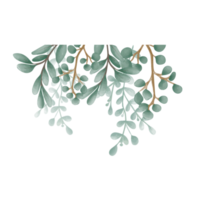 Watercolor Leaf Frame, Green leaves clipart png