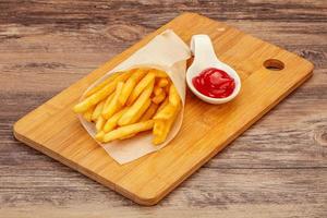 French Fry with tomato sauce photo