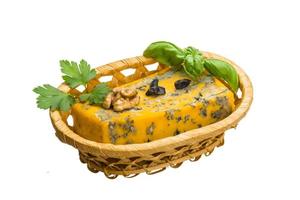 Gold cheese with mould photo