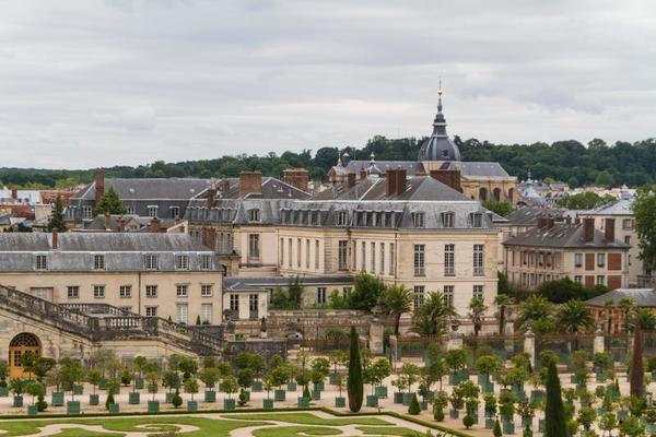 Famous palace Versailles near Paris, France with beautiful gardens