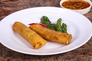 Deep fried spring roll with prawn photo