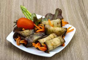 Eggplant rolls with carrot photo