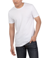 jeune homme en maquette de t-shirt, modèle pour votre conception png