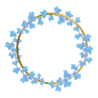aquarel blad en bloem frame, blauwe bladeren clipart png