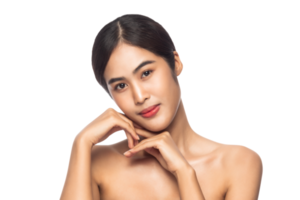 mooie jonge Aziatische vrouw met schone frisse huid. schoonheidsconcept. png-bestand png