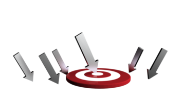 Silver arrow hit in the target. Business concept. 3D Illustration. png