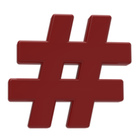 Hashtag-Symbol isoliert auf transparentem Hintergrund. 3D-Darstellung. png