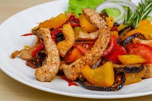 Fried pork with vegetables photo