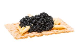 Toast with black caviar photo