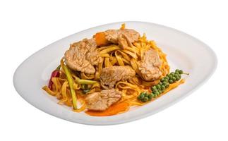 Fried noodles with pork photo