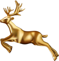 Goldener Hirsch 3D-Dekoration für Weihnachten und Neujahr Design. png