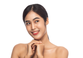vacker ung asiatisk kvinna med ren fräsch hud. skönhet koncept. png-fil png
