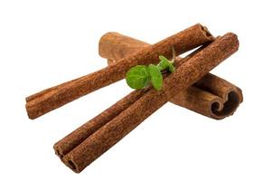 Cinnamon with mint leaf and star-anise photo