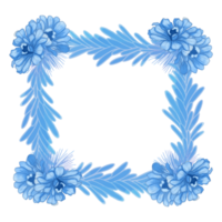 cornice di foglie e fiori dell'acquerello, clipart di foglie blu png