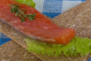 Crispbread with salmon photo