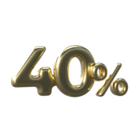 3D Gold Number 40 Percent png