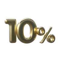 3D Gold Number 10 Percent png