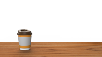 3D-rendering papieren kopje koffie op houten tafel png