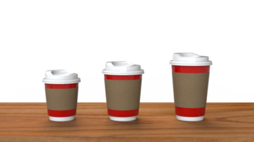 3D rendering Paper cup of coffee on wooden table png