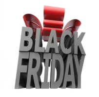 Black friday gift box style 3D render on white background png