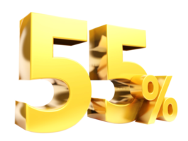 Symbole d'or à 55 %, rendu 3d png