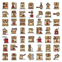 Coffee machine icons set vector flat