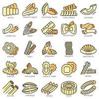 conjunto de iconos de pasta vector de color de línea