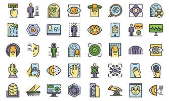 Biometric authentication icons vector flat