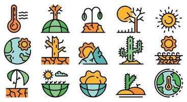 Drought icons vector flat