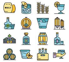 Whisky icon set line color vector