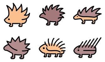 Porcupine icons set vector flat