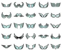 Wings icons set vector flat