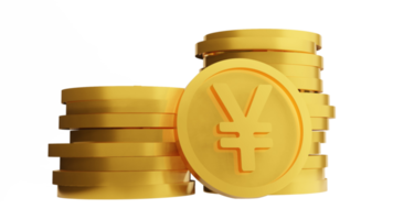 moneta d'oro in valuta yuan, rendering 3d png