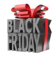 Black friday gift box style 3D render on white background png