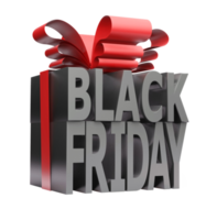 Black friday gift box style 3D render on white background png