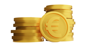 Euro currency gold coin , 3D rendering png