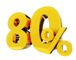 80 percent Golden symbol , 3D render png