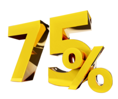 75 percent Golden symbol , 3D render png