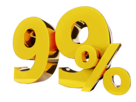 99 procent gouden symbool, 3d render png