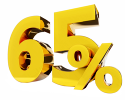 65 percent Golden symbol , 3D render png