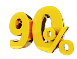 90 percent Golden symbol , 3D render png