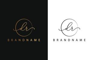 D R DR hand drawn logo of initial signature, fashion, jewelry, photography, boutique, script, wedding, floral and botanical creative vector logo template for any company or business.