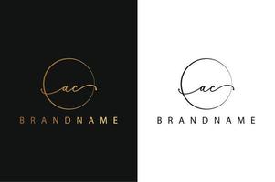 A C AC hand drawn logo of initial signature, fashion, jewelry, photography, boutique, script, wedding, floral and botanical creative vector logo template for any company or business.