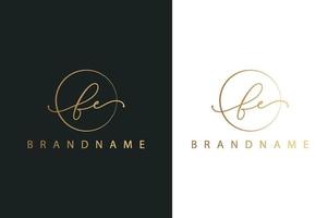 fe fe logotipo dibujado a mano de firma inicial, moda, joyería, fotografía, boutique, guión, boda, plantilla de logotipo de vector creativo floral y botánico para cualquier empresa o negocio.