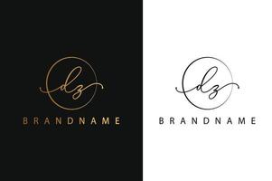 D Z DZ hand drawn logo of initial signature, fashion, jewelry, photography, boutique, script, wedding, floral and botanical creative vector logo template for any company or business.