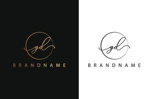 G D GD hand drawn logo of initial signature, fashion, jewelry, photography, boutique, script, wedding, floral and botanical creative vector logo template for any company or business.