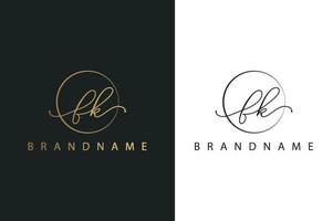 F K FK hand drawn logo of initial signature, fashion, jewelry, photography, boutique, script, wedding, floral and botanical creative vector logo template for any company or business.