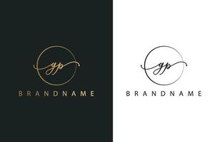 G P GP hand drawn logo of initial signature, fashion, jewelry, photography, boutique, script, wedding, floral and botanical creative vector logo template for any company or business.